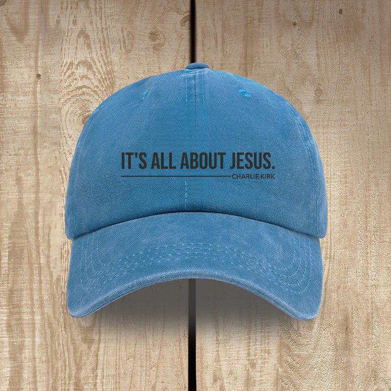 Christianartworkshop Everyday Washed Cotton Cap: It's All About Jesus - Royal Blue - image 8