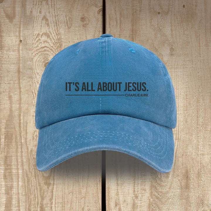 Christianartworkshop Everyday Washed Cotton Cap: It's All About Jesus - Royal Blue - image 8