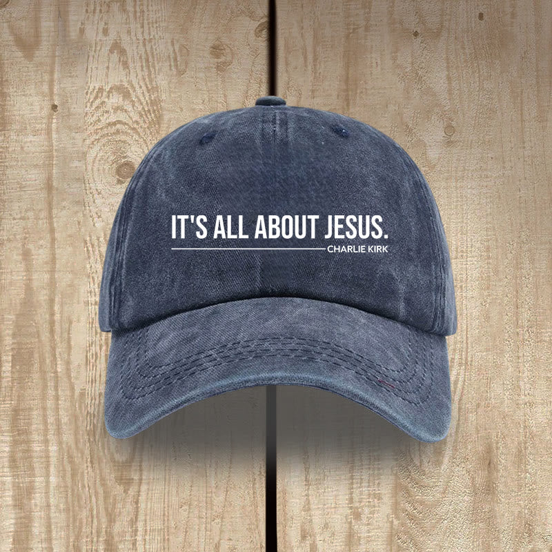 Christianartworkshop Everyday Washed Cotton Cap: It's All About Jesus - Navy Blue - image 9