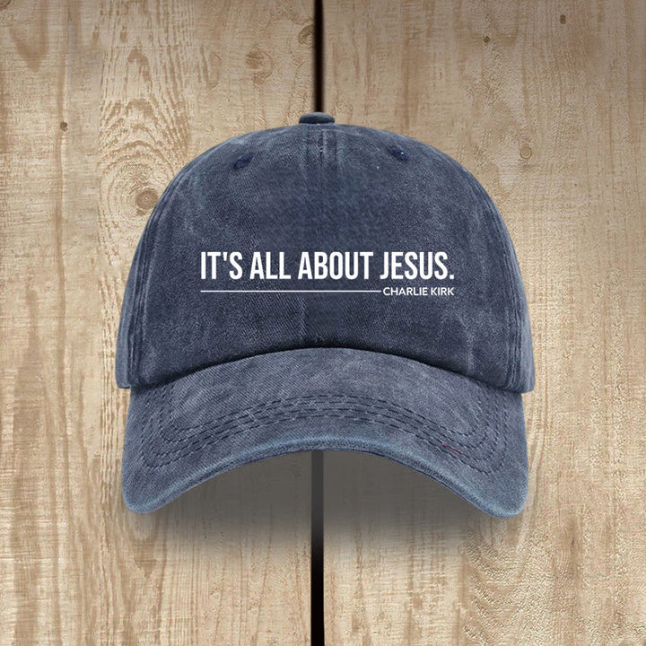 Christianartworkshop Everyday Washed Cotton Cap: It's All About Jesus - Navy Blue - image 9