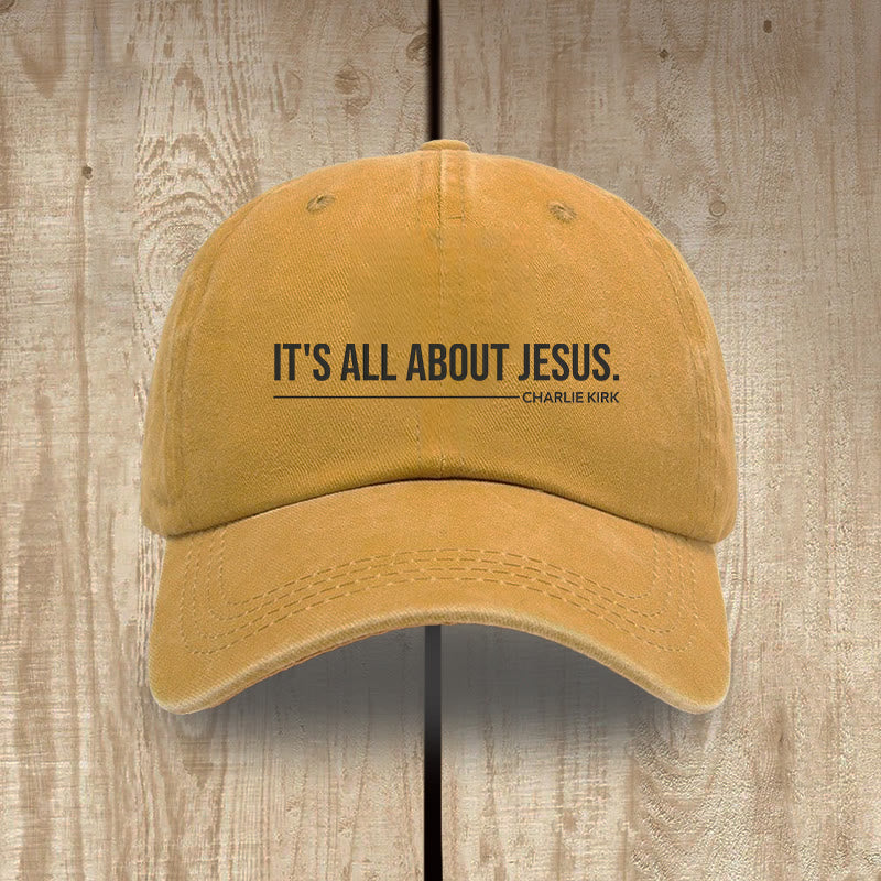 Christianartworkshop Everyday Washed Cotton Cap: It's All About Jesus - Yellow - image 16