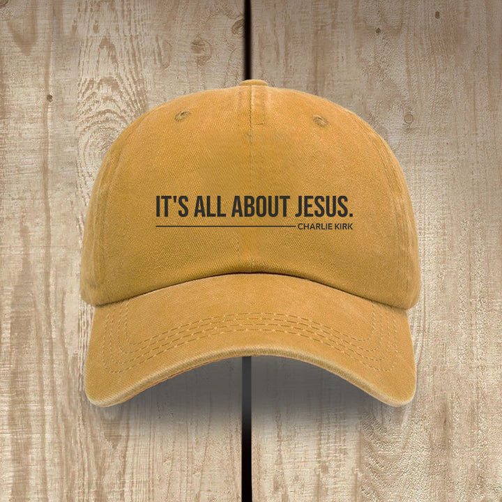 Christianartworkshop Everyday Washed Cotton Cap: It's All About Jesus - Yellow - image 16