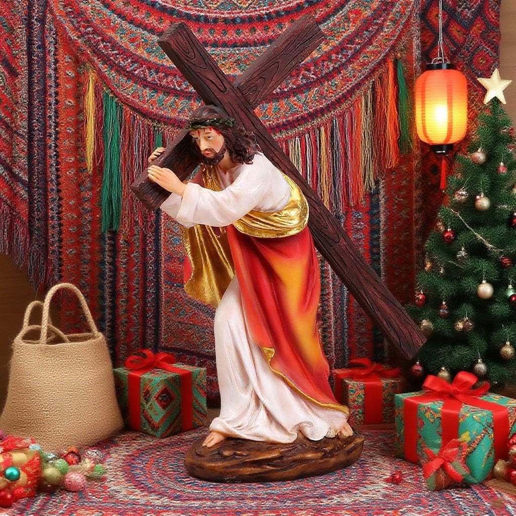 Christianartworkshop Christmas Jesus Carrying Cross Desktop Ornament with Thorn Crown - image 1