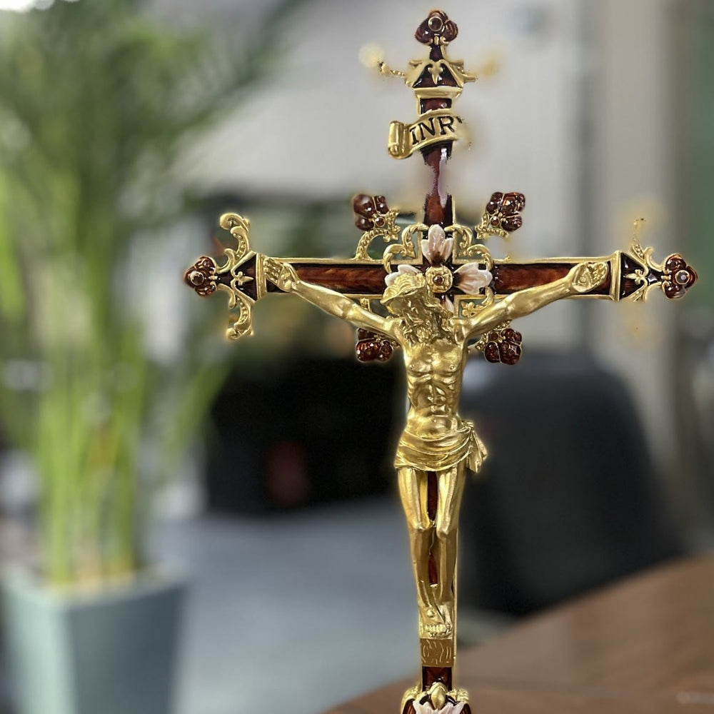 Christianartworkshop INRI Inscribed Crucifix Desktop Ornament with Ornate Craftsmanship - image 1