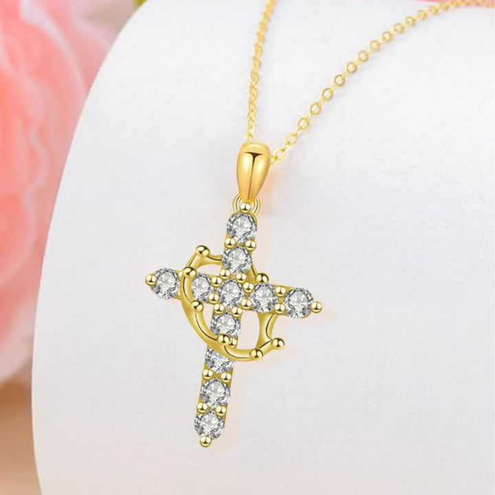 Christianartworkshop Faith - Symbol Cross Necklace with Monthly Birthstone Accents - January - image 0