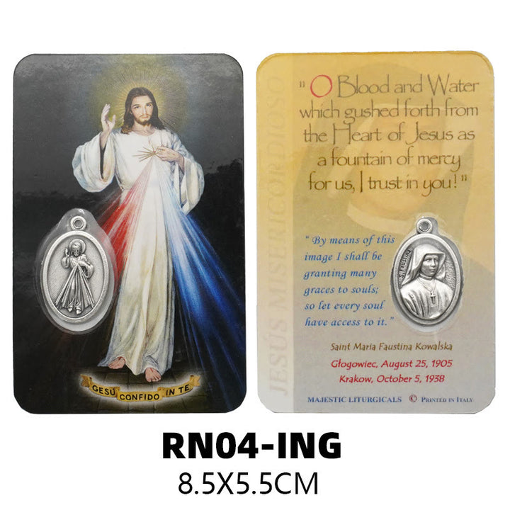 Christianartworkshop Premium Cardstock Double - Sided Saint Cards with Crucifix & Medal - C - image 3