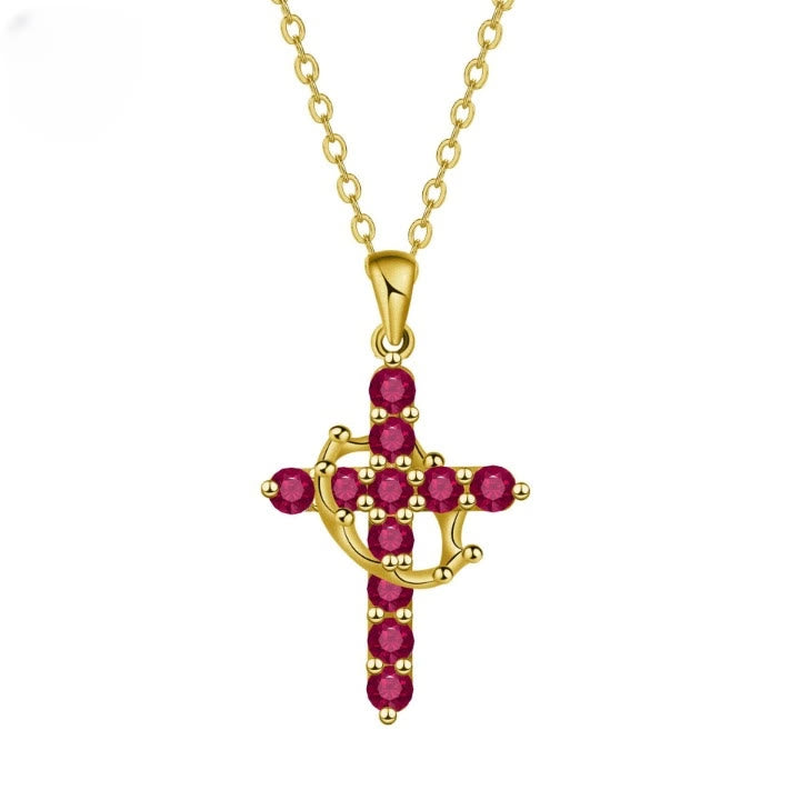 Christianartworkshop Faith - Symbol Cross Necklace with Monthly Birthstone Accents - April - image 6