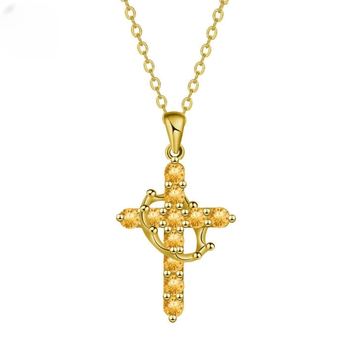 Christianartworkshop Faith - Symbol Cross Necklace with Monthly Birthstone Accents - March - image 5