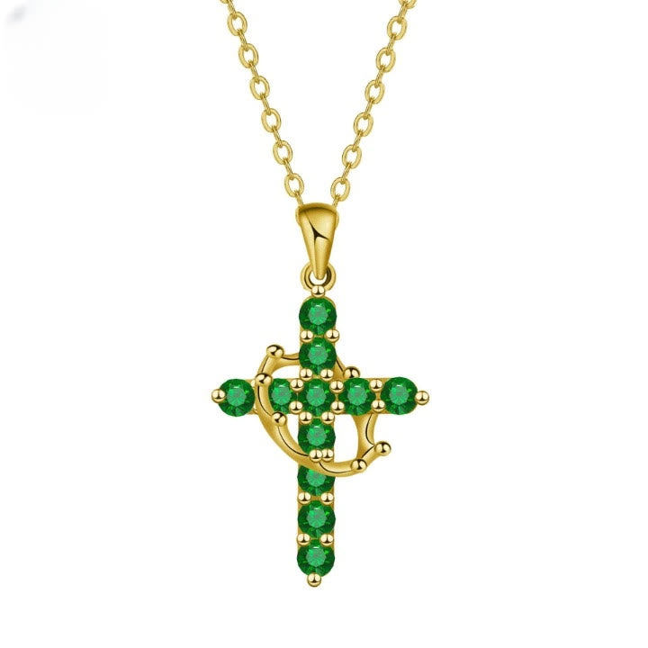 Christianartworkshop Faith - Symbol Cross Necklace with Monthly Birthstone Accents - May - image 7