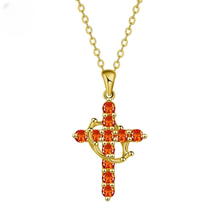 Christianartworkshop Faith - Symbol Cross Necklace with Monthly Birthstone Accents - June - image 8