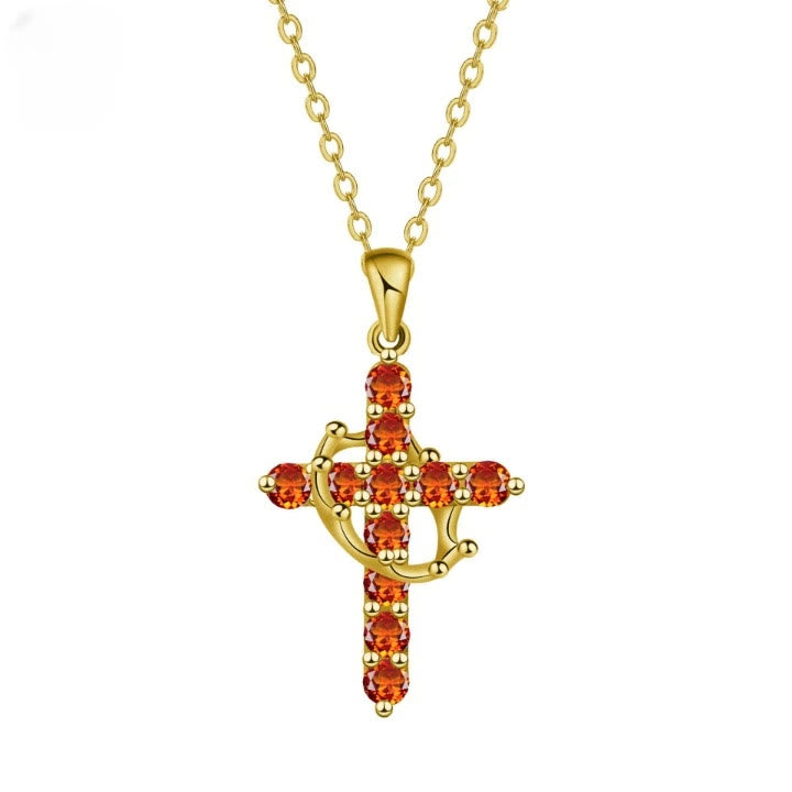 Christianartworkshop Faith - Symbol Cross Necklace with Monthly Birthstone Accents - July - image 9