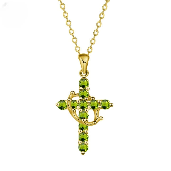 Christianartworkshop Faith - Symbol Cross Necklace with Monthly Birthstone Accents - August - image 10