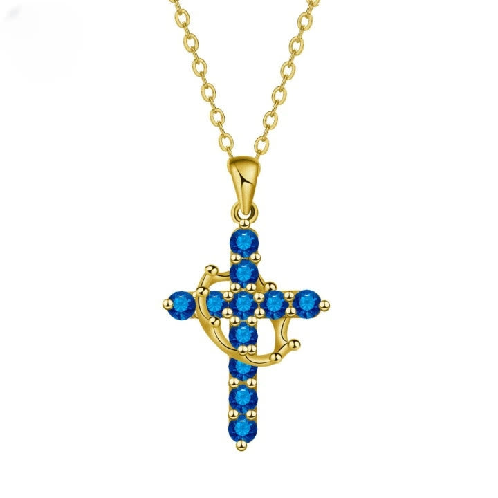 Christianartworkshop Faith - Symbol Cross Necklace with Monthly Birthstone Accents - September - image 11