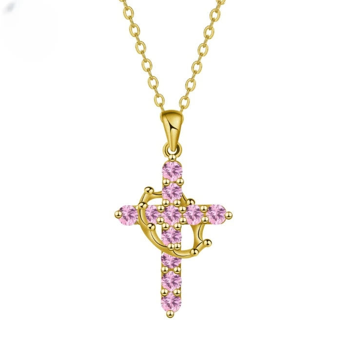 Christianartworkshop Faith - Symbol Cross Necklace with Monthly Birthstone Accents - October - image 12