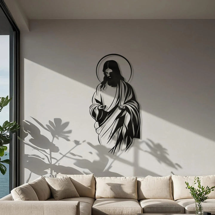 Christianartworkshop Jesus with Halo Silhouette Metal Wall Decor for Faithful Home - image 3