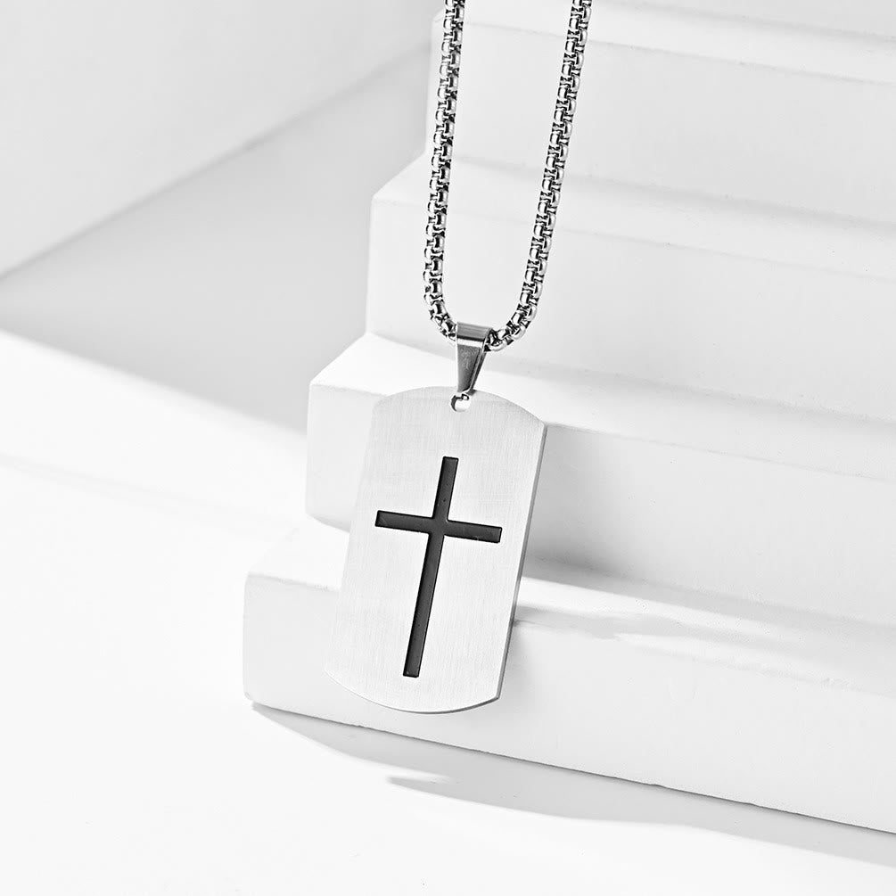 Christianartworkshop Stainless Steel Cross & Joshua 1:9 Dual - Sided Necklace for Courage - image 6