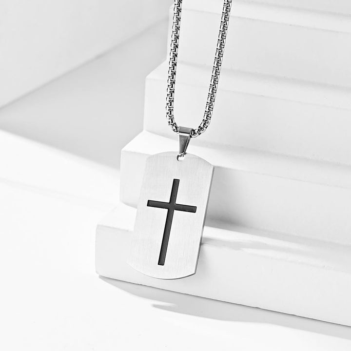 Christianartworkshop Stainless Steel Cross & Joshua 1:9 Dual - Sided Necklace for Courage - image 6