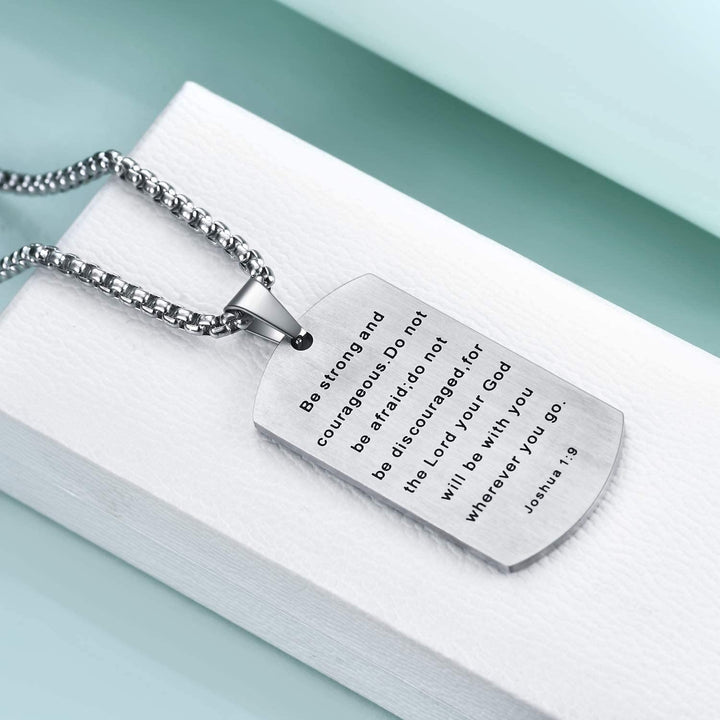 Christianartworkshop Stainless Steel Cross & Joshua 1:9 Dual - Sided Necklace for Courage - image 7