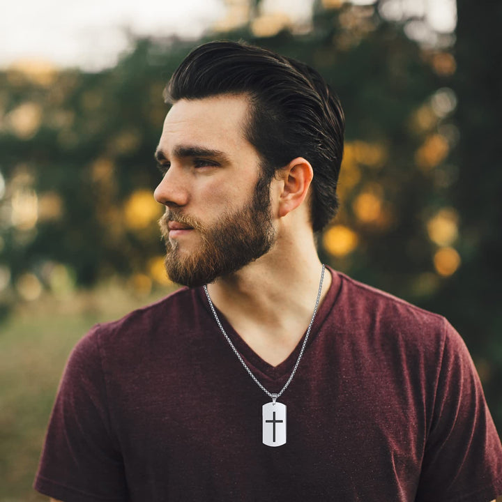 Christianartworkshop Stainless Steel Cross & Joshua 1:9 Dual - Sided Necklace for Courage - image 2