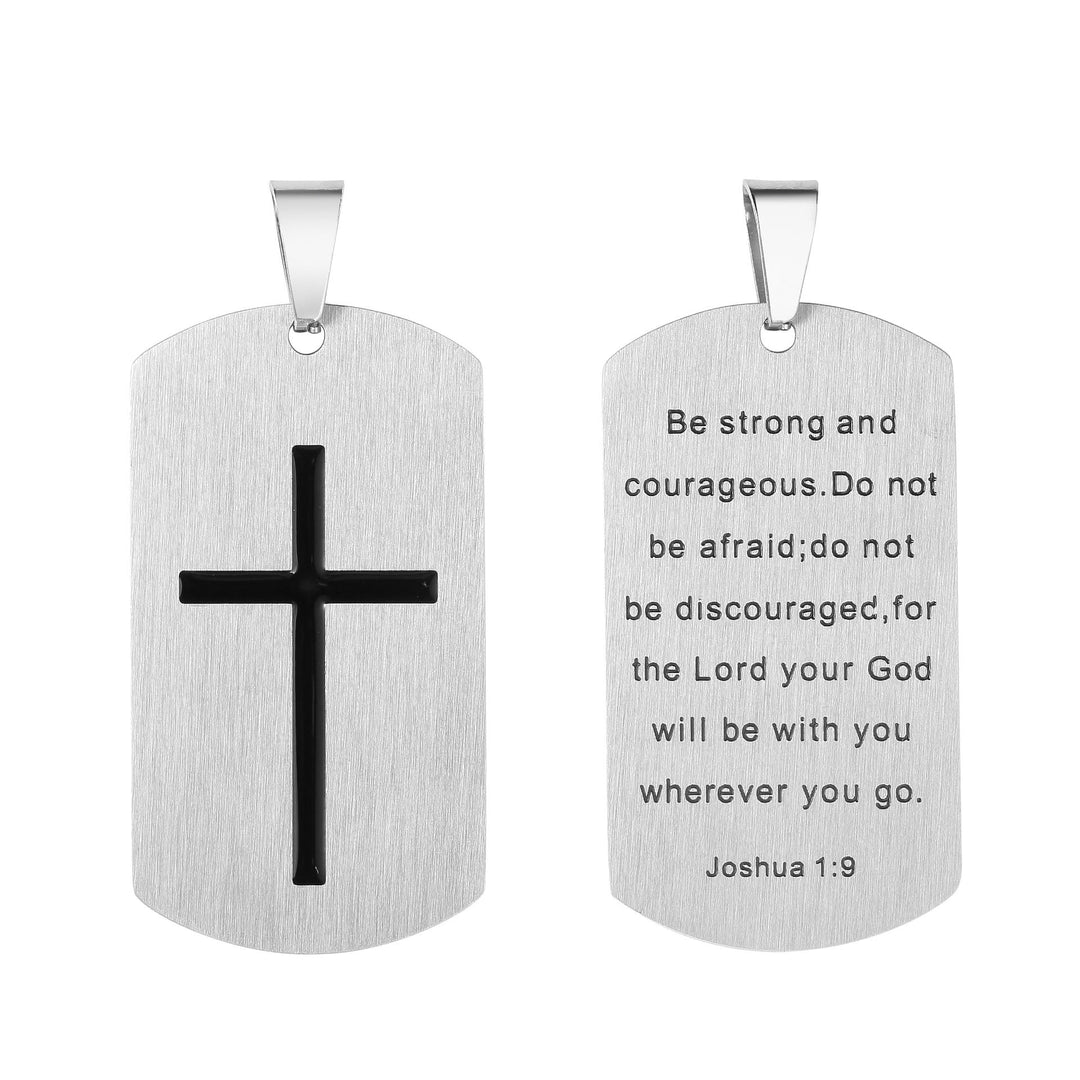 Christianartworkshop Stainless Steel Cross & Joshua 1:9 Dual - Sided Necklace for Courage - image 8