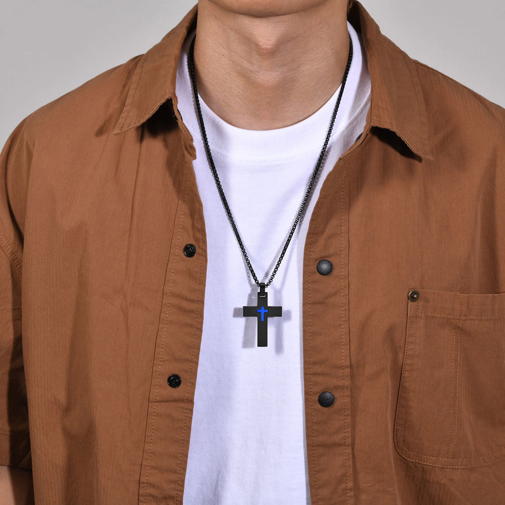 Christianartworkshop Two - Tone Stainless Steel Cross Necklace: Faith Meets Stylish Contrast - image 1
