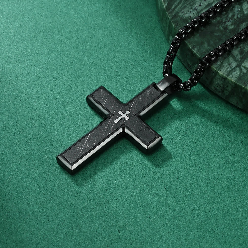 Christianartworkshop Multi - Style Two - Tone Cross Necklace: Blend of Faith and Chic Hues - Black&Silver - image 3