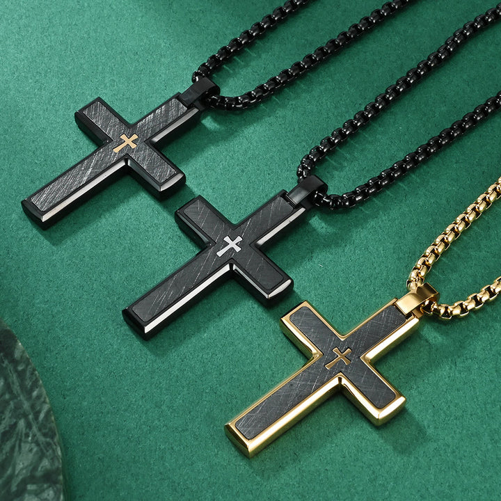 Christianartworkshop Multi - Style Two - Tone Cross Necklace: Blend of Faith and Chic Hues - Golden - image 0