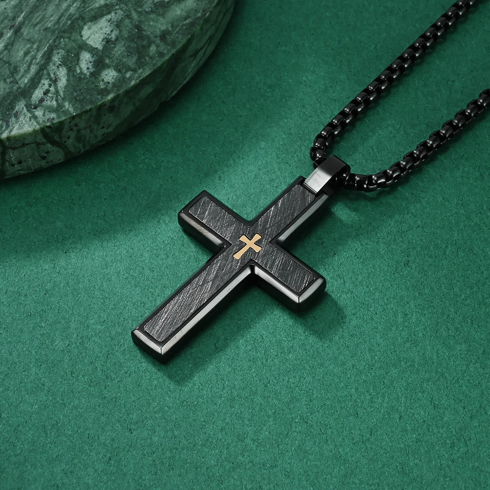 Christianartworkshop Multi - Style Two - Tone Cross Necklace: Blend of Faith and Chic Hues - Black&Golden - image 4