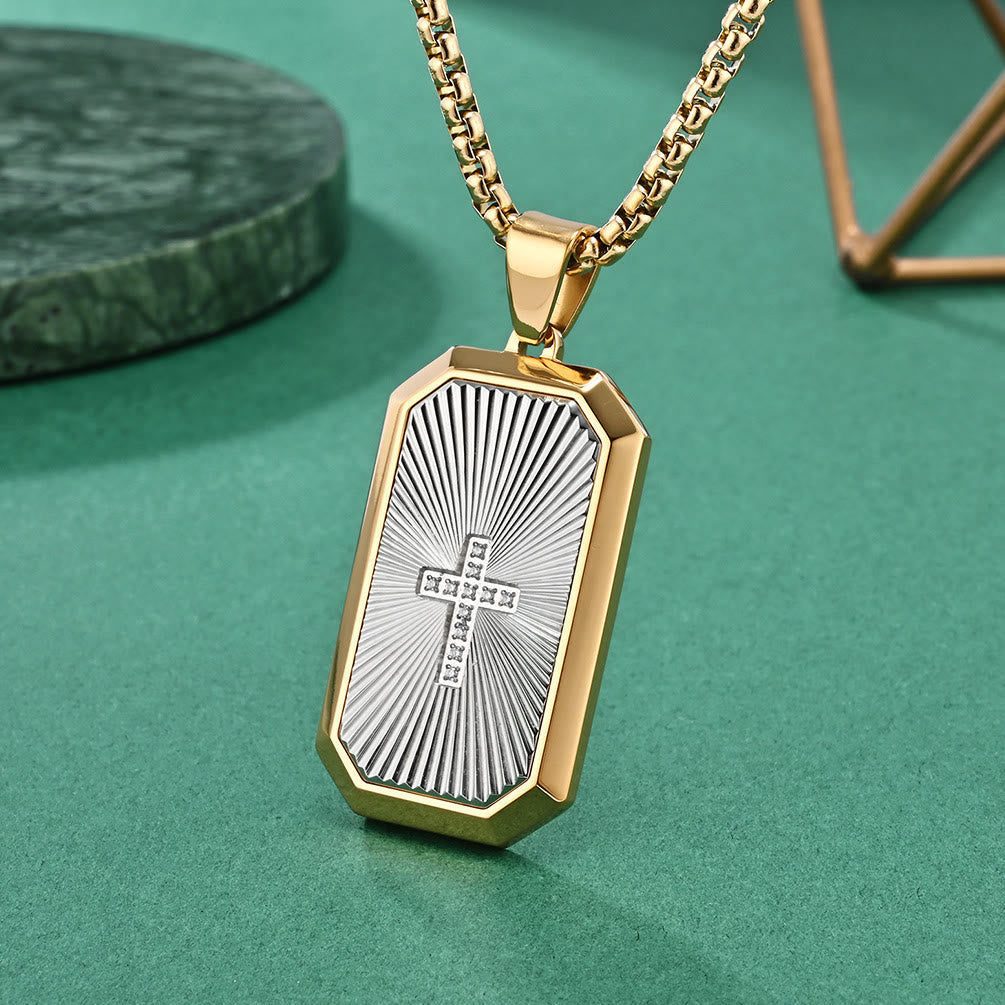 Christianartworkshop Stylish Two - Tone Cross Necklace: Four Faith - Inspired Designs - Silver Pendant & Golden Chain - image 5