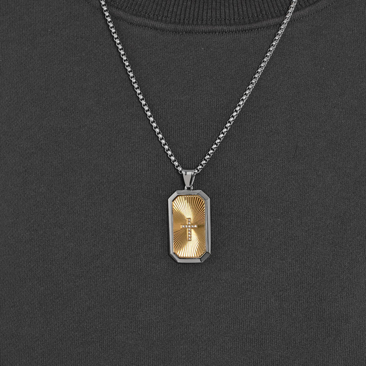 Christianartworkshop Stylish Two - Tone Cross Necklace: Four Faith - Inspired Designs - Golden Pendant & Silver Chain - image 2