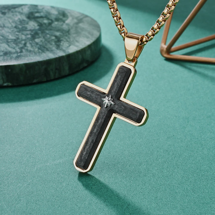Christianartworkshop Two - Tone Cross Necklace: Faithful Elegance in Metallic Styles - image 1
