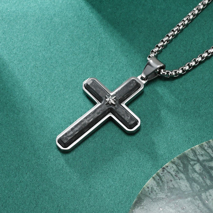 Christianartworkshop Two - Tone Cross Necklace: Faithful Elegance in Metallic Styles - Silver - image 3