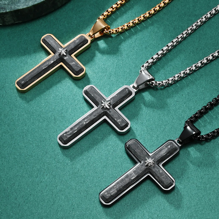 Christianartworkshop Two - Tone Cross Necklace: Faithful Elegance in Metallic Styles - Golden - image 0