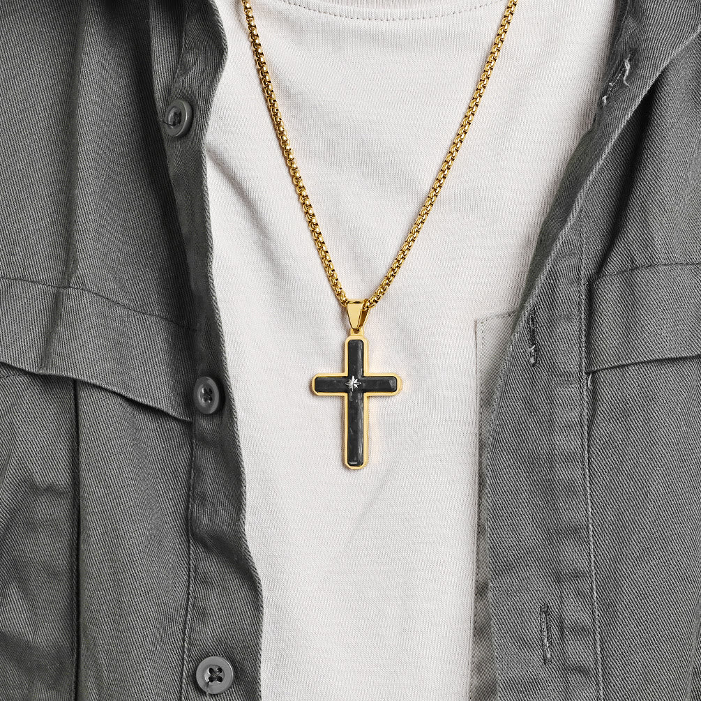 Christianartworkshop Two - Tone Cross Necklace: Faithful Elegance in Metallic Styles - image 2