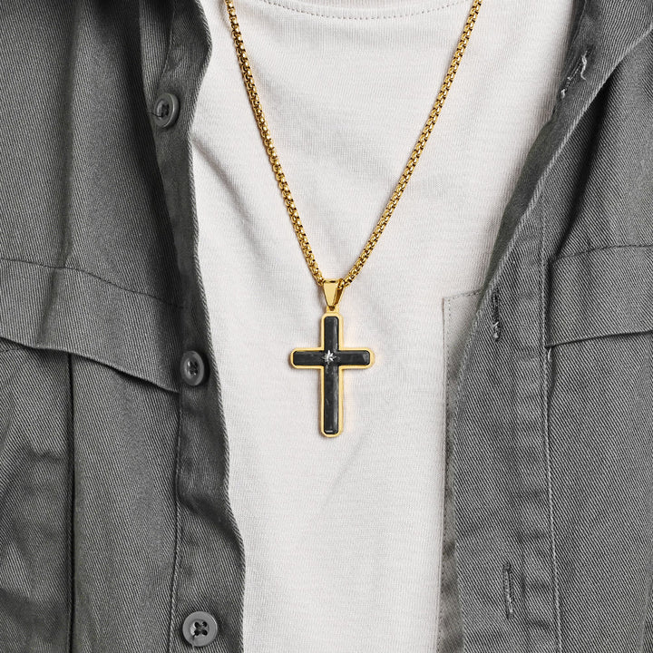 Christianartworkshop Two - Tone Cross Necklace: Faithful Elegance in Metallic Styles - image 2