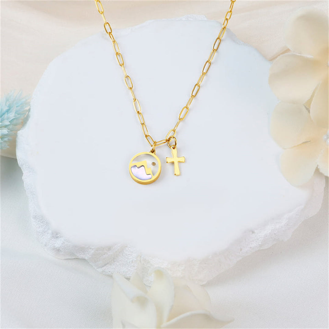 Christianartworkshop Golden Cross, Mountain & Mustard Seed Pendant Necklace: Faith Meets Nature - image 2