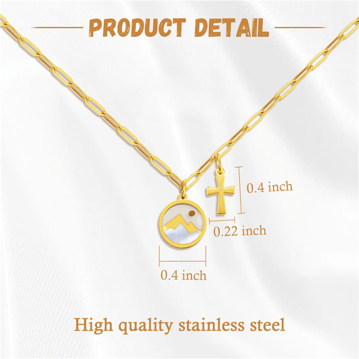 Christianartworkshop Golden Cross, Mountain & Mustard Seed Pendant Necklace: Faith Meets Nature - image 4