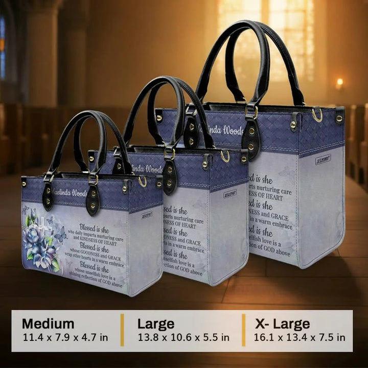Christianartworkshop Psalm 46:5 Inspired Personalized Leather Handbag with Daisies & Heart Design - image 9