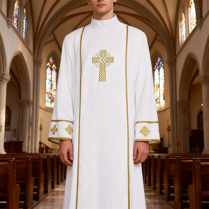Christianartworkshop Multi-Style White Cassock Clergy Robe: Ideal for Church Worship & Rituals - image 0