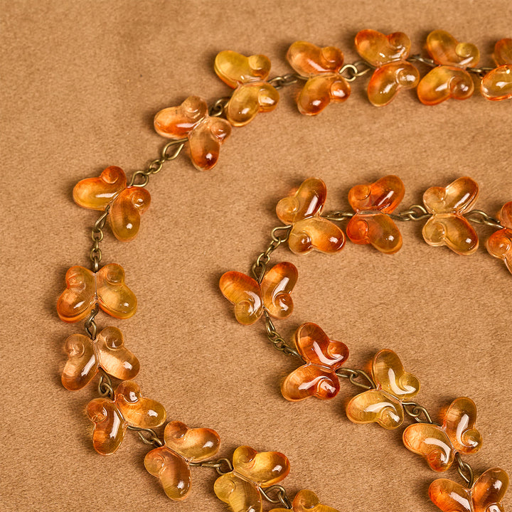 Christianartworkshop Amber Butterfly Beads with Crucifix & Holy Family Animal Rosary - image 9