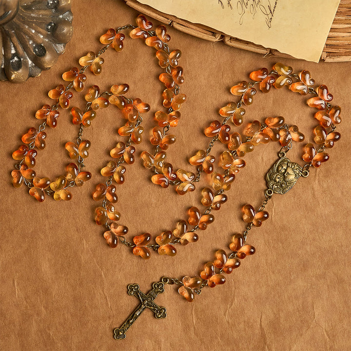 Christianartworkshop Amber Butterfly Beads with Crucifix & Holy Family Animal Rosary - image 4