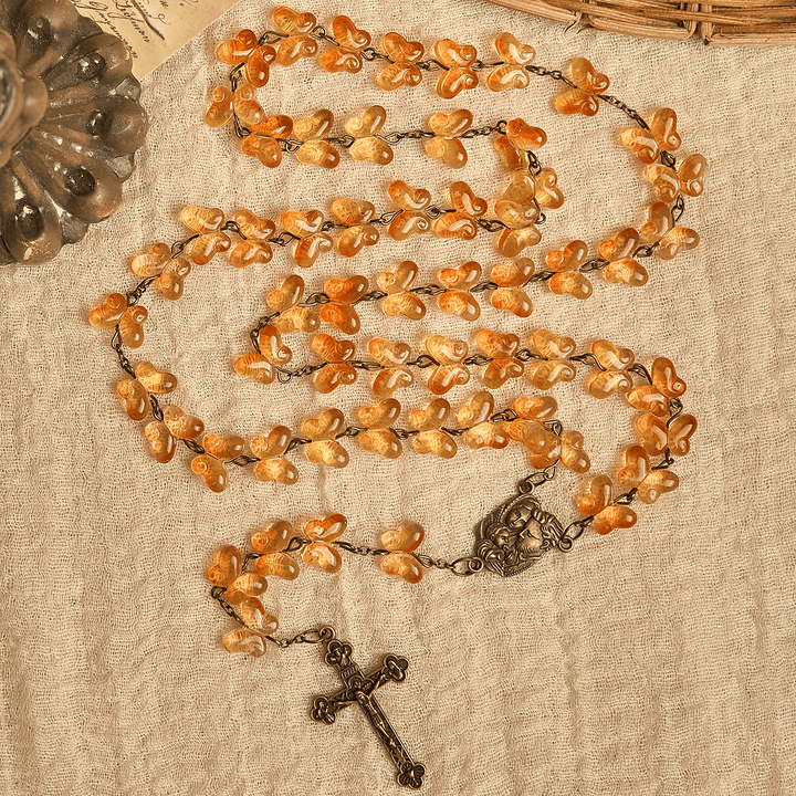 Christianartworkshop Amber Butterfly Beads with Crucifix & Holy Family Animal Rosary - image 8