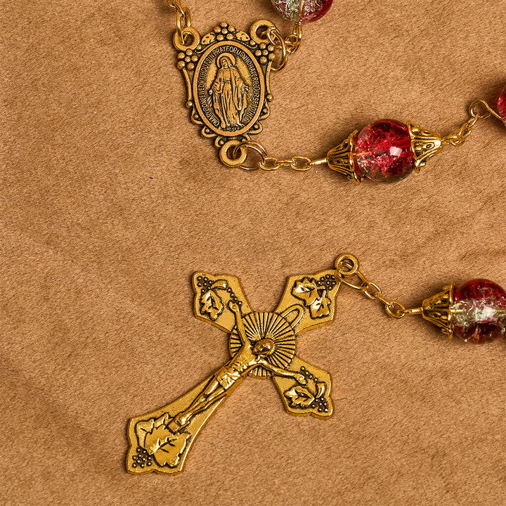 Christianartworkshop Christmas - Themed Red Bead Rosary with Golden Crucifix & Madonna Medal - image 9