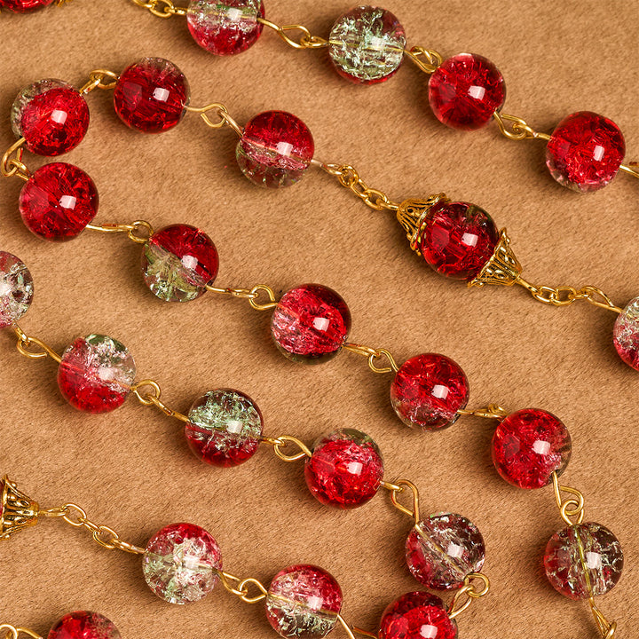 Christianartworkshop PRAYERFUL FAITH: Christmas-Themed Red Bead Rosary with Golden Crucifix & Madonna Medal - image 9