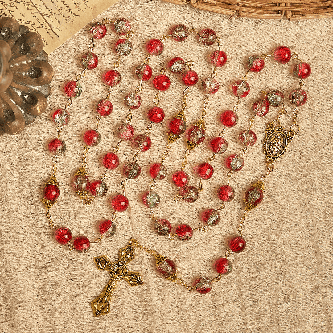 Christianartworkshop Thanksgiving Gift: Red Bead Rosary | With red beads of fervor, we honor God's grace - image 6