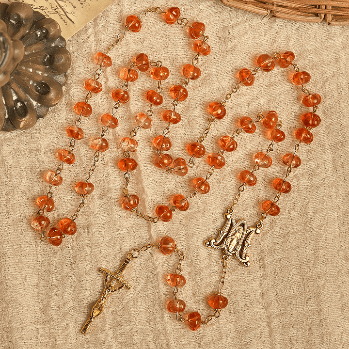 Christianartworkshop Thanksgiving Gift: Sacred Pumpkin Beads Rosary | Honoring God’s Grace in the Form of a Pumpkin - image 7