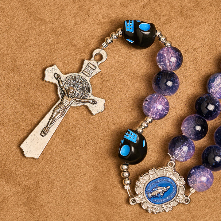 Christianartworkshop Gothic Rosary: Purple Beads, Skull Details & Silver Crucifix - image 8