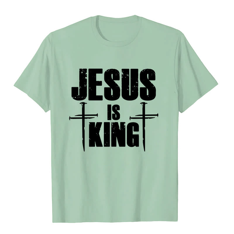 Christianartworkshop Jesus Is King 3 Nails Cross Christian T-Shirt  - Light Green - 2XL - image 3
