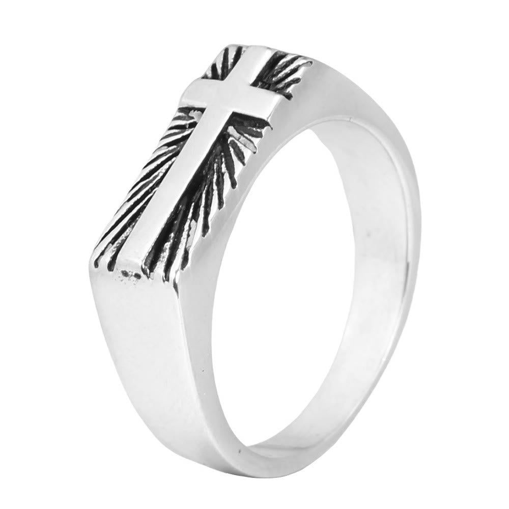 Christianartworkshop Edgy Religious Cross Ring: Stainless Steel with Radiant Detailing - image 3