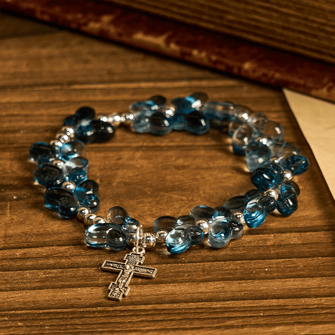 Christianartworkshop Wings of Devotion Shimmering Blue Butterfly Prayer Animal Bracelet - Wrist Circumference: 6.3''-7.5''/16-19cm - image 0